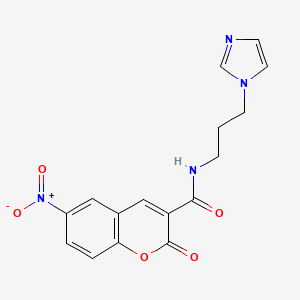 molecular formula C16H14N4O5 B2720303 N-[3-(1H-imidazol-1-yl)propyl]-6-nitro-2-oxo-2H-chromene-3-carboxamide CAS No. 777873-56-0