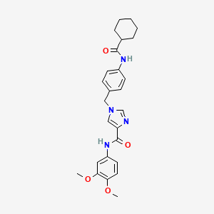 molecular formula C26H30N4O4 B2720306 1-(4-(环己基甲酰氨基)苯甲基)-N-(3,4-二甲氧基苯基)-1H-咪唑-4-甲酰胺 CAS No. 1251709-36-0