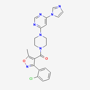 molecular formula C22H20ClN7O2 B2720307 (4-(6-(1H-imidazol-1-yl)pyrimidin-4-yl)piperazin-1-yl)(3-(2-chlorophenyl)-5-methylisoxazol-4-yl)methanone CAS No. 1286711-69-0