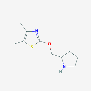 molecular formula C10H16N2OS B2720311 4,5-Dimethyl-2-[(pyrrolidin-2-yl)methoxy]-1,3-thiazole CAS No. 1482289-07-5
