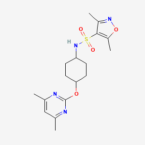 molecular formula C17H24N4O4S B2720321 N-((1r,4r)-4-((4,6-dimethylpyrimidin-2-yl)oxy)cyclohexyl)-3,5-dimethylisoxazole-4-sulfonamide CAS No. 2034402-49-6