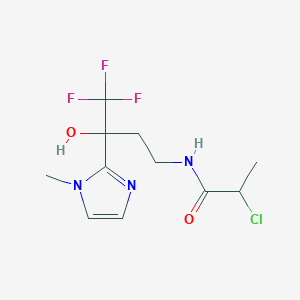 molecular formula C11H15ClF3N3O2 B2720325 2-Chloro-N-[4,4,4-trifluoro-3-hydroxy-3-(1-methylimidazol-2-yl)butyl]propanamide CAS No. 2411301-67-0