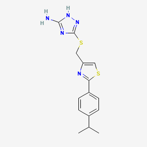 molecular formula C15H17N5S2 B2720332 5-[({2-[4-(异丙基)苯基]-1,3-噻唑-4-基}甲基)硫代]-4H-1,2,4-三唑-3-胺 CAS No. 1334149-45-9