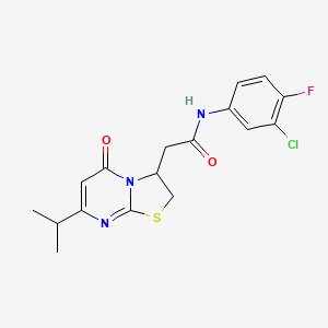 molecular formula C17H17ClFN3O2S B2720337 N-(3-氯-4-氟苯基)-2-(7-异丙基-5-氧代-3,5-二氢-2H-噻唑并[3,2-a]嘧啶-3-基)乙酰胺 CAS No. 953014-66-9