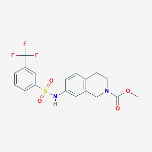 molecular formula C18H17F3N2O4S B2720341 methyl 7-(3-(trifluoromethyl)phenylsulfonamido)-3,4-dihydroisoquinoline-2(1H)-carboxylate CAS No. 1448050-37-0