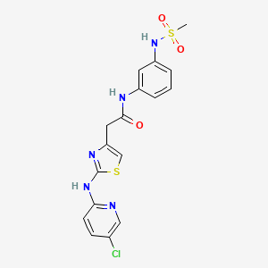 molecular formula C17H16ClN5O3S2 B2720343 2-(2-((5-chloropyridin-2-yl)amino)thiazol-4-yl)-N-(3-(methylsulfonamido)phenyl)acetamide CAS No. 1324466-91-2
