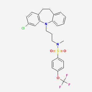 molecular formula C25H24ClF3N2O3S B2720347 N-[3-(2-Chloro-5,6-dihydrobenzo[b][1]benzazepin-11-yl)propyl]-N-methyl-4-(trifluoromethoxy)benzenesulfonamide CAS No. 1810734-44-1