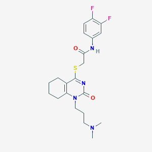 N-(3,4-difluorophenyl)-2-((1-(3-(dimethylamino)propyl)-2-oxo-1,2,5,6,7,8-hexahydroquinazolin-4-yl)thio)acetamide