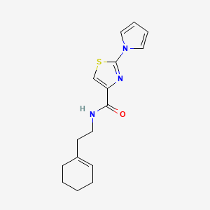molecular formula C16H19N3OS B2720356 N-(2-(cyclohex-1-en-1-yl)ethyl)-2-(1H-pyrrol-1-yl)thiazole-4-carboxamide CAS No. 1207054-37-2