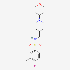 molecular formula C18H27FN2O3S B2720361 4-氟-3-甲基-N-((1-(四氢-2H-吡喃-4-基)哌啶-4-基)甲基)苯磺酰胺 CAS No. 2034590-52-6