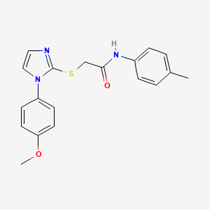 molecular formula C19H19N3O2S B2720375 2-[1-(4-methoxyphenyl)imidazol-2-yl]sulfanyl-N-(4-methylphenyl)acetamide CAS No. 688335-89-9