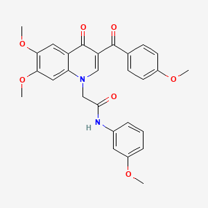 2-[6,7-dimethoxy-3-(4-methoxybenzoyl)-4-oxoquinolin-1-yl]-N-(3-methoxyphenyl)acetamide