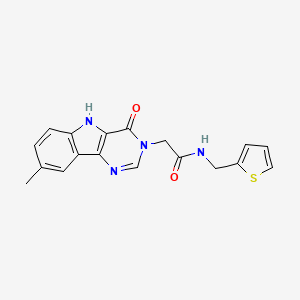 molecular formula C18H16N4O2S B2720391 2-(8-methyl-4-oxo-4,5-dihydro-3H-pyrimido[5,4-b]indol-3-yl)-N-(2-thienylmethyl)acetamide CAS No. 1105208-07-8
