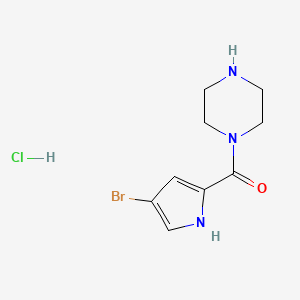 molecular formula C9H13BrClN3O B2720396 (4-溴-1H-吡咯-2-基)-哌嗪-1-基甲酮；盐酸盐 CAS No. 1581207-16-0