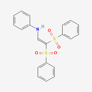 molecular formula C20H17NO4S2 B2720399 N-[2,2-bis(benzenesulfonyl)ethenyl]aniline CAS No. 103975-51-5