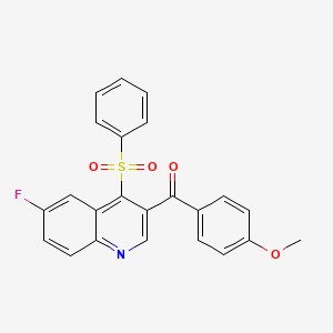 molecular formula C23H16FNO4S B2720405 (6-Fluoro-4-(phenylsulfonyl)quinolin-3-yl)(4-methoxyphenyl)methanone CAS No. 866867-18-7