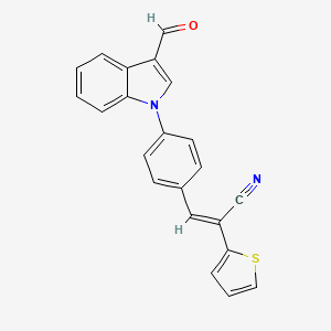 molecular formula C22H14N2OS B2720406 (E)-3-[4-(3-formylindol-1-yl)phenyl]-2-thiophen-2-ylprop-2-enenitrile CAS No. 692287-44-8