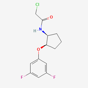 molecular formula C13H14ClF2NO2 B2720409 2-Chloro-N-[(1S,2R)-2-(3,5-difluorophenoxy)cyclopentyl]acetamide CAS No. 2411179-83-2