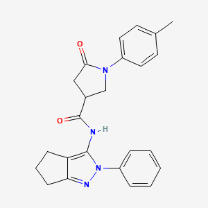 molecular formula C24H24N4O2 B2720413 5-oxo-N-(2-phenyl-2,4,5,6-tetrahydrocyclopenta[c]pyrazol-3-yl)-1-(p-tolyl)pyrrolidine-3-carboxamide CAS No. 1043142-55-7
