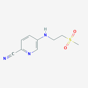 molecular formula C9H11N3O2S B2720422 5-(2-甲基磺酰乙基氨基)吡啶-2-羧腈 CAS No. 1553549-86-2