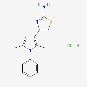 molecular formula C15H16ClN3S B2720424 4-(2,5-dimethyl-1-phenyl-1H-pyrrol-3-yl)-1,3-thiazol-2-amine hydrochloride CAS No. 1052550-77-2