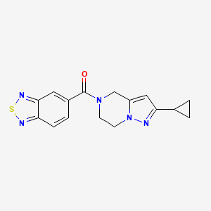 molecular formula C16H15N5OS B2720430 benzo[c][1,2,5]thiadiazol-5-yl(2-cyclopropyl-6,7-dihydropyrazolo[1,5-a]pyrazin-5(4H)-yl)methanone CAS No. 2034333-07-6