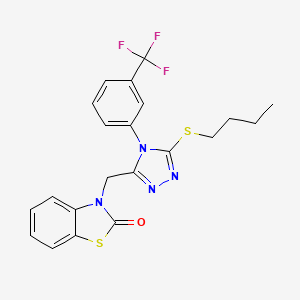 molecular formula C21H19F3N4OS2 B2720437 3-((5-(butylthio)-4-(3-(trifluoromethyl)phenyl)-4H-1,2,4-triazol-3-yl)methyl)benzo[d]thiazol-2(3H)-one CAS No. 847403-69-4