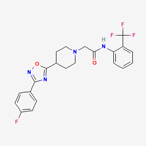molecular formula C22H20F4N4O2 B2720442 2-{4-[3-(4-fluorophenyl)-1,2,4-oxadiazol-5-yl]piperidin-1-yl}-N-[2-(trifluoromethyl)phenyl]acetamide CAS No. 1251567-96-0