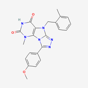 molecular formula C22H20N6O3 B2720456 3-(4-methoxyphenyl)-5-methyl-9-(2-methylbenzyl)-5H-[1,2,4]triazolo[4,3-e]purine-6,8(7H,9H)-dione CAS No. 921879-32-5