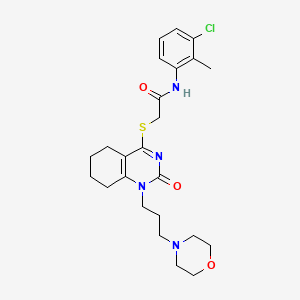 molecular formula C24H31ClN4O3S B2720458 N-(3-chloro-2-methylphenyl)-2-((1-(3-morpholinopropyl)-2-oxo-1,2,5,6,7,8-hexahydroquinazolin-4-yl)thio)acetamide CAS No. 941872-71-5