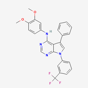 molecular formula C27H21F3N4O2 B2720461 N-(3,4-dimethoxyphenyl)-5-phenyl-7-[3-(trifluoromethyl)phenyl]-7H-pyrrolo[2,3-d]pyrimidin-4-amine CAS No. 477237-90-4