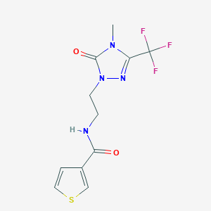 molecular formula C11H11F3N4O2S B2720463 N-(2-(4-methyl-5-oxo-3-(trifluoromethyl)-4,5-dihydro-1H-1,2,4-triazol-1-yl)ethyl)thiophene-3-carboxamide CAS No. 1421444-08-7