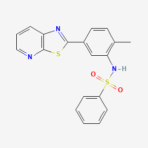 molecular formula C19H15N3O2S2 B2720478 N-(2-methyl-5-(thiazolo[5,4-b]pyridin-2-yl)phenyl)benzenesulfonamide CAS No. 896679-73-5
