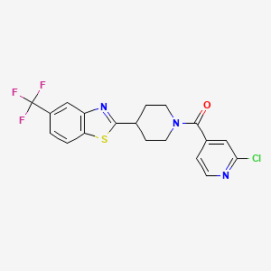 molecular formula C19H15ClF3N3OS B2720495 2-[1-(2-Chloropyridine-4-carbonyl)piperidin-4-yl]-5-(trifluoromethyl)-1,3-benzothiazole CAS No. 1209545-23-2