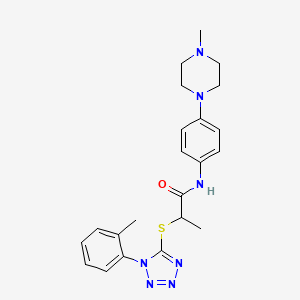 molecular formula C22H27N7OS B2720499 2-[1-(2-甲基苯基)噻唑-5-基]硫酰基-N-[4-(4-甲基哌嗪-1-基)苯基]丙酰胺 CAS No. 904506-87-2