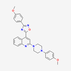 molecular formula C29H27N5O3 B2720504 3-(4-Methoxyphenyl)-5-(2-(4-(4-methoxyphenyl)piperazin-1-yl)quinolin-4-yl)-1,2,4-oxadiazole CAS No. 1115952-56-1