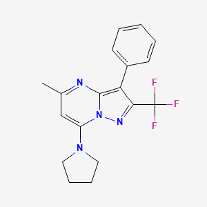 5-Methyl-3-phenyl-7-(pyrrolidin-1-yl)-2-(trifluoromethyl)pyrazolo[1,5-a]pyrimidine