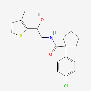 molecular formula C19H22ClNO2S B2720506 1-(4-chlorophenyl)-N-(2-hydroxy-2-(3-methylthiophen-2-yl)ethyl)cyclopentanecarboxamide CAS No. 1351613-27-8