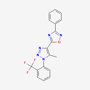molecular formula C18H12F3N5O B2720510 5-{5-methyl-1-[2-(trifluoromethyl)phenyl]-1H-1,2,3-triazol-4-yl}-3-phenyl-1,2,4-oxadiazole CAS No. 895093-30-8