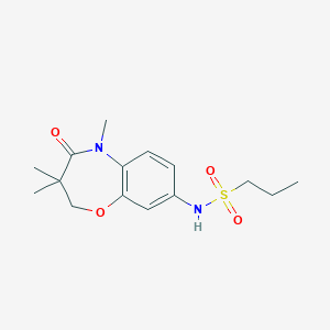 molecular formula C15H22N2O4S B2720526 N-(3,3,5-trimethyl-4-oxo-2,3,4,5-tetrahydrobenzo[b][1,4]oxazepin-8-yl)propane-1-sulfonamide CAS No. 922040-77-5