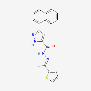 (E)-3-(naphthalen-1-yl)-N'-(1-(thiophen-2-yl)ethylidene)-1H-pyrazole-5-carbohydrazide