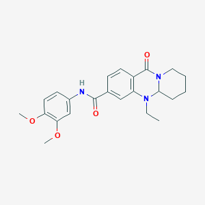 molecular formula C23H27N3O4 B2720550 N-(3,4-dimethoxyphenyl)-5-ethyl-11-oxo-5,6,7,8,9,11-hexahydro-5aH-pyrido[2,1-b]quinazoline-3-carboxamide CAS No. 1574626-72-4