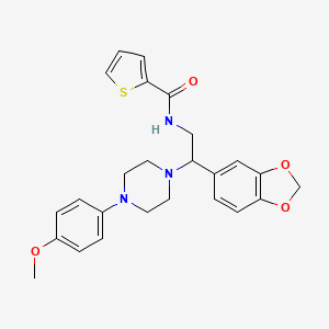 molecular formula C25H27N3O4S B2720554 N-(2-(苯并[d][1,3]二噁杂环-5-基)-2-(4-(4-甲氧基苯基)哌嗪-1-基)乙基)噻吩-2-羧酰胺 CAS No. 896358-98-8