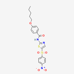 molecular formula C21H21N3O6S2 B2720555 N-(5-((4-硝基苯基)磺酰)噻二唑-2-基)-4-(戊氧基)苯甲酰胺 CAS No. 477555-70-7