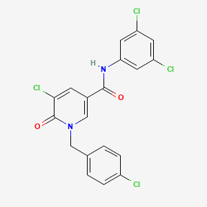 molecular formula C19H12Cl4N2O2 B2720556 5-chloro-1-(4-chlorobenzyl)-N-(3,5-dichlorophenyl)-6-oxo-1,6-dihydro-3-pyridinecarboxamide CAS No. 339024-82-7