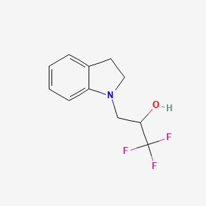molecular formula C11H12F3NO B2720557 3-(2,3-二氢-1H-吲哚-1-基)-1,1,1-三氟丙醇-2-醇 CAS No. 672952-06-6