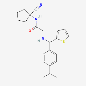 molecular formula C22H27N3OS B2720560 N-(1-cyanocyclopentyl)-2-({[4-(propan-2-yl)phenyl](thiophen-2-yl)methyl}amino)acetamide CAS No. 1208890-57-6