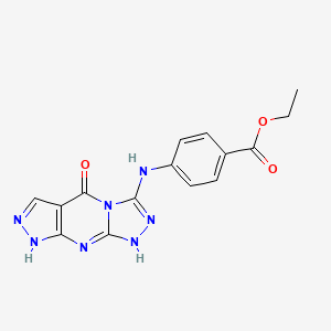 ethyl 4-[(5-oxo-4-hydro-1H-pyrazolo[5,4-d]1,2,4-triazolino[4,5-a]pyrimidin-3-y l)amino]benzoate