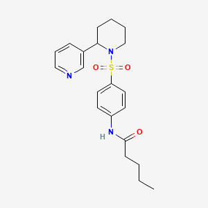 molecular formula C21H27N3O3S B2720568 N-[4-(2-吡啶-3-基哌啶-1-基)磺酰基苯基]戊酰胺 CAS No. 393834-14-5