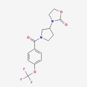 molecular formula C15H15F3N2O4 B2720571 3-{1-[4-(Trifluoromethoxy)benzoyl]pyrrolidin-3-yl}-1,3-oxazolidin-2-one CAS No. 2097893-86-0